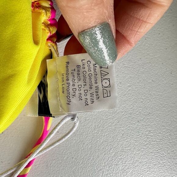 Princess Polly Swim 2 Pc Set Bikini Top Wrap Sarong Skirt Pink Yellow Zebra 10 - Picture 11 of 16